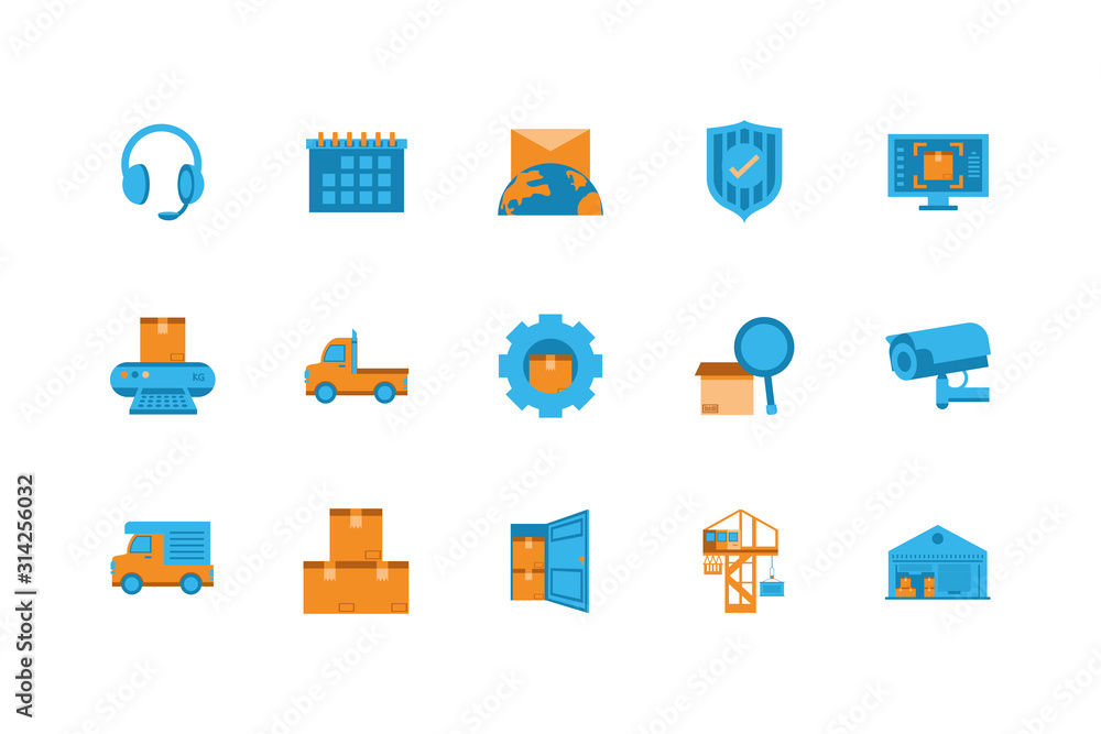 Poster isolated delivery icon set vector design