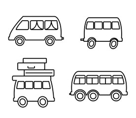 Bus on a white background. Collection. Silhouette. Vector illustration.