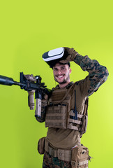 soldier virtual reality green background