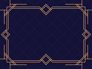 Art deco frame. Vintage linear border. Design a template for invitations, leaflets and greeting cards. The style of the 1920s and 1930s. Vector illustration