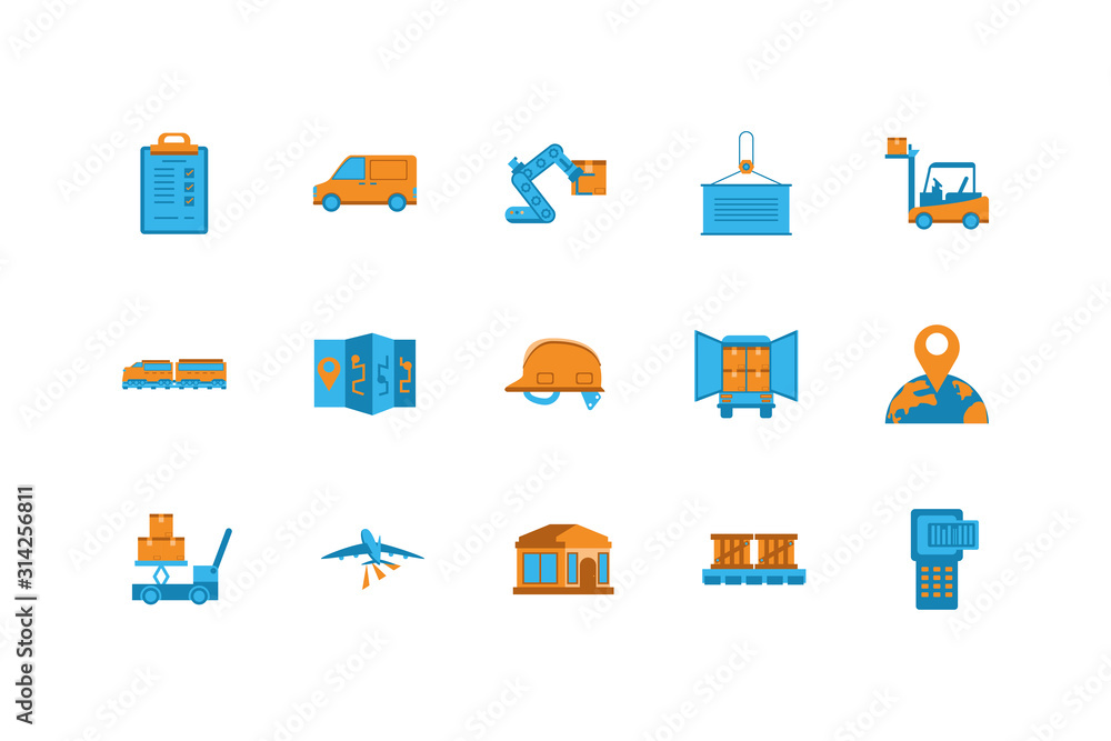 Poster isolated delivery icon set vector design