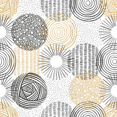 Motif harmonieux de cercles de griffonnage dessinés à la main, arrière-plan abstrait et moderne, idéal pour les textiles, les bannières, les papiers peints, l& 39 emballage - conception vectorielle