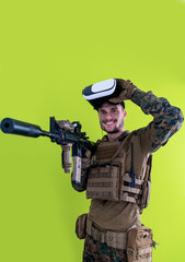 soldier virtual reality green background