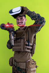 soldier virtual reality green background