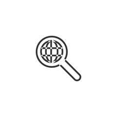 Global search icon. Globe and search symbol. Logo design element
