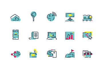 Isolated digital marketing icon set vector design