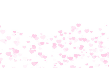 Valentine day pink hearts on white background.