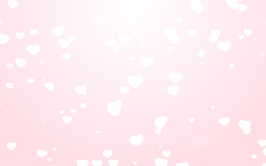 Valentine day white hearts on pink background.
