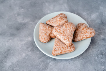 Torun gingerbread in the shape of a heart, traditional Polish biscuits.