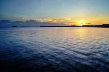 Beautiful landscape. Sunset on the sea shore.