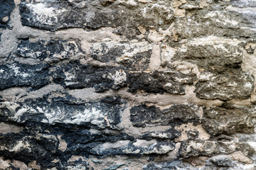 old fortress black wall texture. the texture of the stone masonry of the black bricks