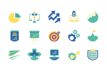 Strategy and management icon set vector design