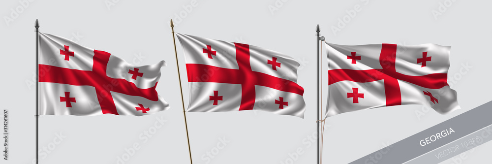 Wall mural Set of Georgia waving flag on isolated background vector illustration