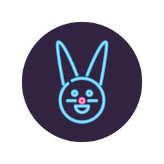 Neon rabbit inside circle vector design
