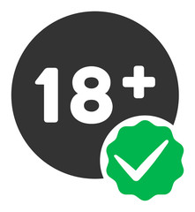 Adults only vector icon. Flat Adults only pictogram is isolated on a white background.