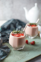 Strawberry fresh milkshake cold summer berry drink..