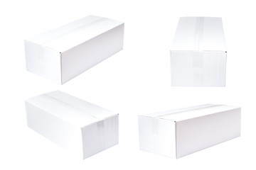 Set of White Cardboard boxes, Isolated