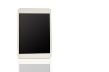 Computer tablet isolated on white background, input text idea