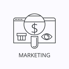 Digital online marketing thin line vector icon