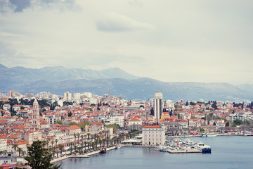 Fototapeta premium Beautiful cityscape. View of Split Old Town, Croatia . A famous tourist destination on the Adriatic sea.