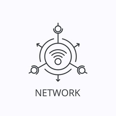 Network thin line icon. Vector outline illustration