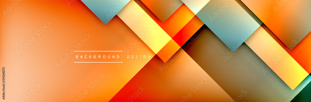 Aufkleber Square shapes composition geometric abstract background. 3D shadow effects and fluid gradients. Modern overlapping forms