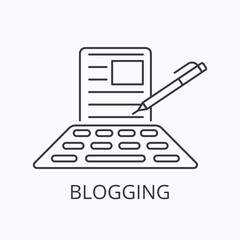 Online blogging thin line icon. Vector outline illustration