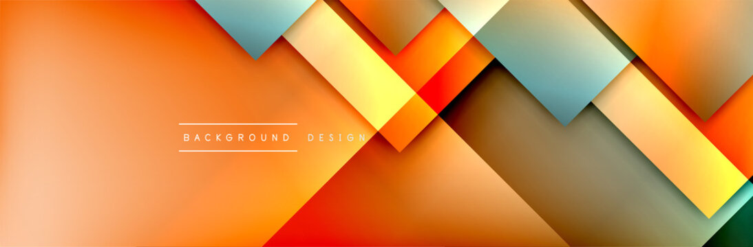 Square shapes composition geometric abstract background. 3D shadow effects and fluid gradients. Modern overlapping forms