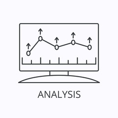 Online analysis thin line icon. Vector outline illustration