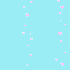 Seamless pattern of pink hearts on the blue background. Vector cartoon background. Saint Valentine's Day concept.