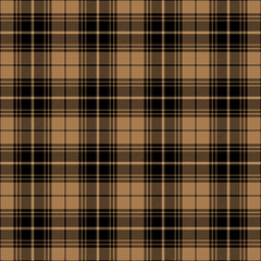 Beige and black tartan plaid. English textile pattern.