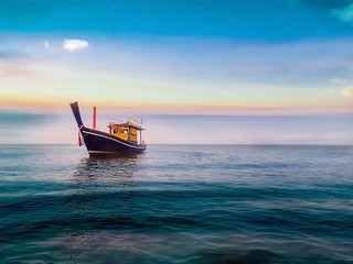 Traditional Thai boat in the sea