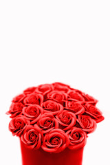 Beautiful bouquet of red roses isolated on white. Valentine or Wedding background.
