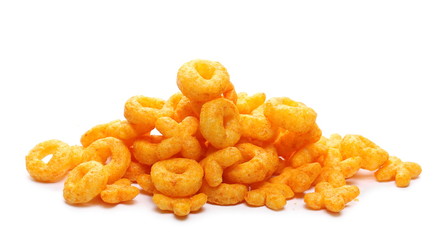 Flips, chips snacks isolated on white background