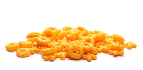 Flips, chips snacks isolated on white background