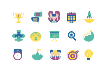 Strategy and management icon set vector design