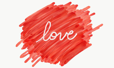  watercolor abstract with love handwritten. Concept - love, relationship, art, painting 
