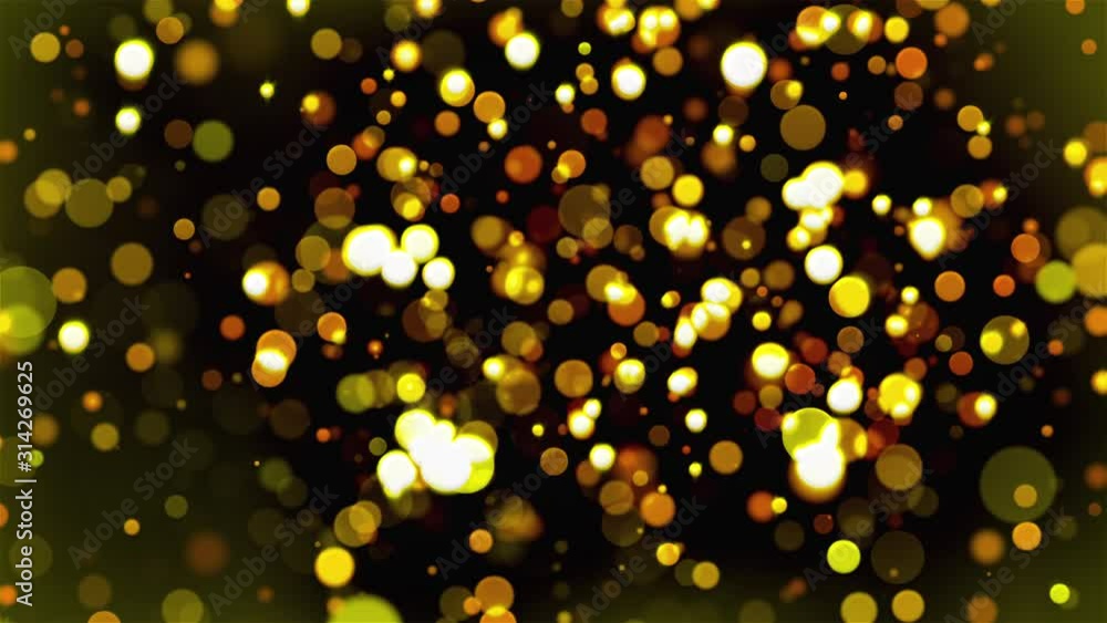 Poster christmas background with glittering gold circles bokeh, computer generated. 3d rendering