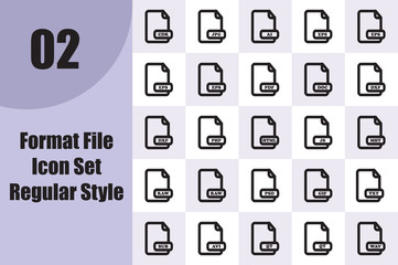 Format File Icon Set Regular Style