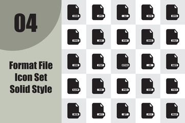 Format File Icon Set Solid Style