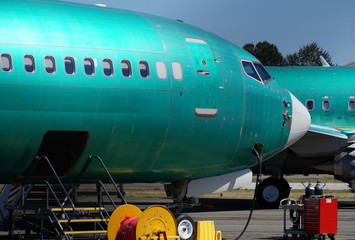 Airliner Factory. New aircraft during tests at the airport.