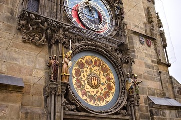 Prague, Czech Republic - 27 December 2019: Old Town Hall Tower with the Astronomical Clock (Prague Orloj)