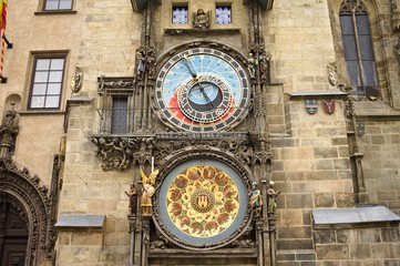 Prague, Czech Republic - 27 December 2019: Old Town Hall Tower with the Astronomical Clock (Prague Orloj)