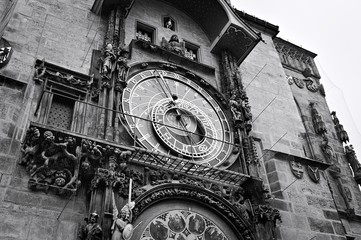 Prague, Czech Republic - 27 December 2019: Old Town Hall Tower with the Astronomical Clock (Prague Orloj)