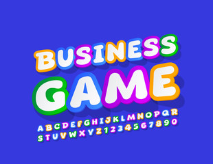 Obraz premium Vector colorful Sign Business Game. Bright Funny Font for Kids. Creative Alphabet Letters and Numbers.