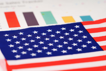 United States of America USA flag on chart graph paper : finance concept