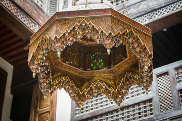 Al-Karaouine university chandelier in the Medina of Fes el Bali