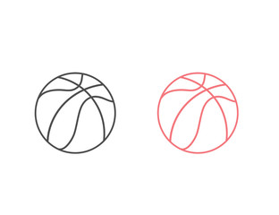 Basketball line icon set vector illustration flat