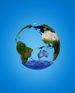 Planet Earth half with water. Save water creative Ecological concept. 3d render illustration