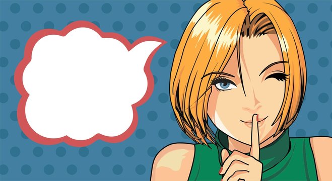 Woman holding finger on lips for Ssst, silence please!